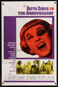 7d045 ANNIVERSARY 1sh '67 Bette Davis with funky eyepatch in English horror!