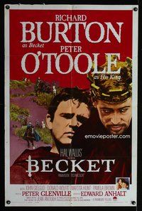 7d075 BECKET 1sh '64 Richard Burton in the title role, Peter O'Toole, John Gielgud!