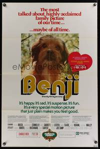 7d081 BENJI 1sh R75 Joe Camp, classic dog movie, wonderful image!