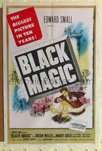 7d094 BLACK MAGIC 1sh '49 art of hypnotist Orson Welles as Cagliostro mezmerizing Nancy Guild!