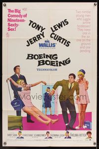 7d103 BOEING BOEING 1sh '65 Tony Curtis & Jerry Lewis in the big comedy of nineteen sexty-sex!