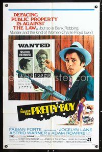 7d130 BULLET FOR PRETTY BOY 1sh '70 AIP noir, Fabian as Floyd w/tommy gun & wanted poster!