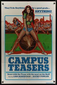 7d139 CAMPUS TEASERS 1sh '70s sexy art of female football players!