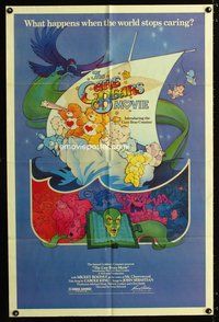 7d147 CARE BEARS MOVIE 1sh '85 children's cartoon, great fantasy artwork!