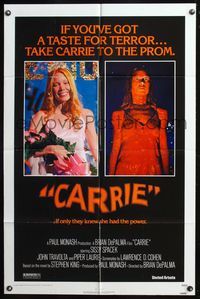 7d150 CARRIE 1sh '76 Stephen King, Sissy Spacek before and after her bloodbath at the prom!