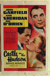 7d155 CASTLE ON THE HUDSON 1sh '40 John Garfield, Ann Sheridan, Pat O'Brien!