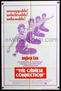 7d166 CHINESE CONNECTION 1sh '73 kung fu master Bruce Lee is back to kick you apart!