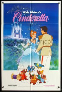 7d169 CINDERELLA 1sh R81 Walt Disney classic romantic fantasy cartoon!