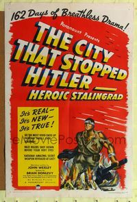 7d176 CITY THAT STOPPED HITLER style A 1sh '43 heroic Stalingrad, made when we loved the Russians!