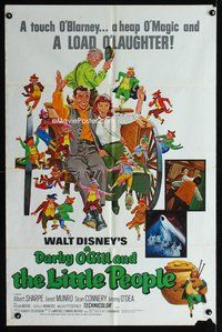 7d209 DARBY O'GILL & THE LITTLE PEOPLE 1sh R69 Walt Disney, art of Sean Connery & leprechauns!