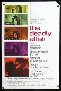 7d217 DEADLY AFFAIR 1sh '67 James Mason, Max Schell, Harriet Andersson, sexy photography!