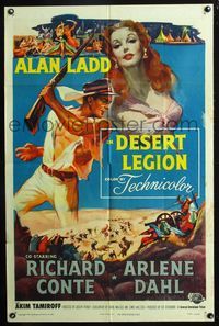 7d222 DESERT LEGION 1sh '53 art of Alan Ladd in the French Foreign Legion & sexy Arlene Dahl!