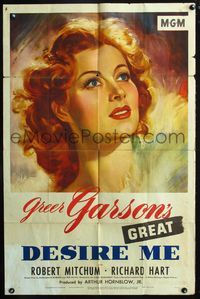 7d224 DESIRE ME 1sh '47 great close-up portrait artwork of pretty Greer Garson!