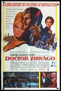 7d237 DOCTOR ZHIVAGO awards 1sh '65 Omar Sharif, Julie Christie, David Lean English epic!