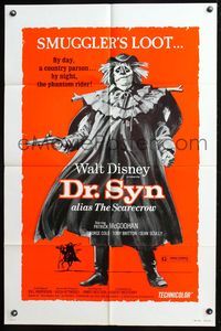 7d247 DR. SYN ALIAS THE SCARECROW 1sh R75 Walt Disney, creepy scarecrow art!