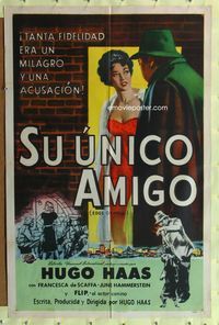 7d260 EDGE OF HELL Spanish/U.S. 1sh '56 Hugo Haas comforts half-dressed sexy bad girl Francesca de Scaffa