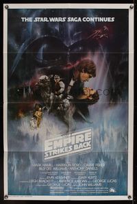 7d266 EMPIRE STRIKES BACK int'l GWTW 1sh '80 George Lucas sci-fi classic, cool artwork by Tom Jung!