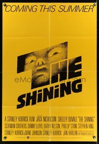 7d826 SHINING advance English 1sh '80 Stephen King & Stanley Kubrick horror masterpiece!