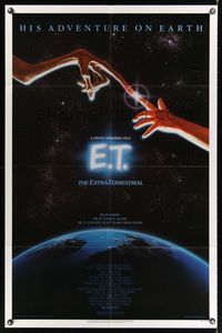7d255 E.T. THE EXTRA TERRESTRIAL 1sh '82 Steven Spielberg classic, John Alvin art!