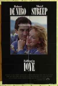 7d279 FALLING IN LOVE 1sh '84 romantic close-up of Robert De Niro & Meryl Streep!