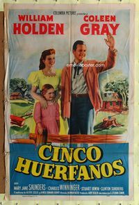 7d290 FATHER IS A BACHELOR Spanish/U.S. 1sh '50 smiling Coleen Gray with William Holden!