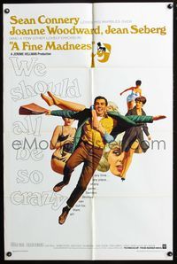 7d300 FINE MADNESS 1sh '66 Sean Connery can out-fox Joanne Woodward, Jean Seberg & them all!