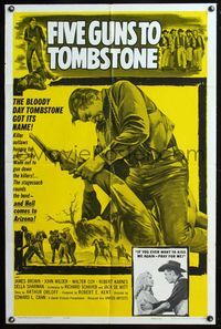 7d307 FIVE GUNS TO TOMBSTONE 1sh '61 killer outlaws hungry for gold in Arizona!