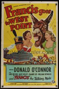 7d323 FRANCIS GOES TO WEST POINT 1sh '52 Donald O'Connor & wacky talking mule!