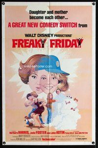 7d326 FREAKY FRIDAY revised 1sh '77 Jodie Foster switches bodies with Barbara Harris, Disney!