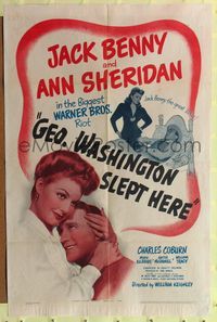 7d341 GEORGE WASHINGTON SLEPT HERE 1sh '42 sexy Ann Sheridan looks at Jack Benny the great lover!