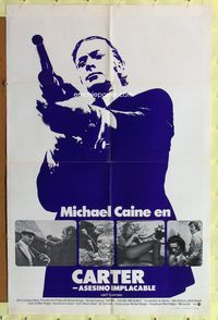 7d342 GET CARTER Spanish/U.S. 1sh '71 cool image of Michael Caine holding shotgun!
