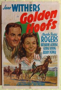 7d362 GOLDEN HOOFS 1sh '41 great art of Jane Withers & Charles 