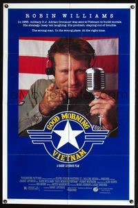 7d365 GOOD MORNING VIETNAM 1sh '87 Vietnam War radio DJ Robin Williams, directed by Barry Levinson