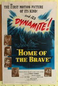 7d412 HOME OF THE BRAVE 1sh '49 Lloyd Bridges confronts racial prejudice with James Edwards!