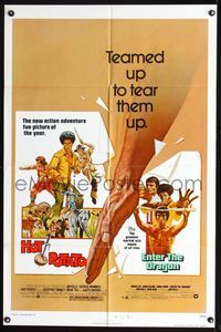 7d420 HOT POTATO/ENTER THE DRAGON 1sh '76 Bruce Lee & Jim Kelly are teamed up to tear them up!