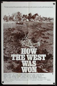 7d428 HOW THE WEST WAS WON 1sh R70 John Ford epic, Debbie Reynolds, Gregory Peck & all-star cast!