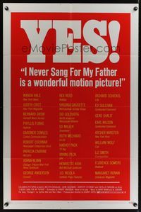 7d441 I NEVER SANG FOR MY FATHER 1sh '70 Gilbert Cates, from Robert Anderson play!