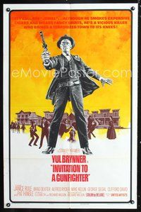 7d463 INVITATION TO A GUNFIGHTER 1sh '64 vicious killer Yul Brynner brings a town to its knees!