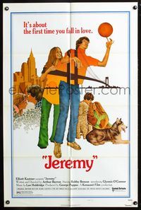 7d475 JEREMY style B 1sh '73 Robby Benson, basketball romance, the first time you fall in love!