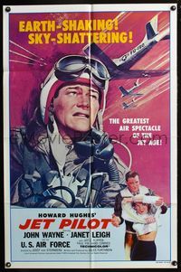 7d477 JET PILOT 1sh R79 John Wayne flies with the screaming eagles, Howard Hughes