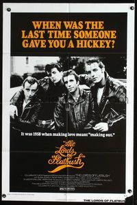 7d554 LORDS OF FLATBUSH 1sh R77 cool portrait of Fonzie, Rocky, & Perry as greasers in leather!