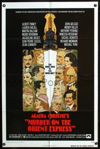 7d649 MURDER ON THE ORIENT EXPRESS 1sh '74 Agatha Christie, great art of cast by Richard Amsel!