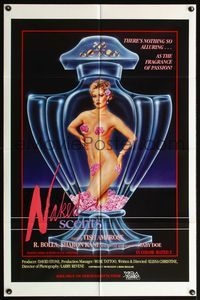 7d669 NAKED SCENTS video 1sh '85 Tish Ambrose, sexy girl in perfume bottle, the fragrance of passion