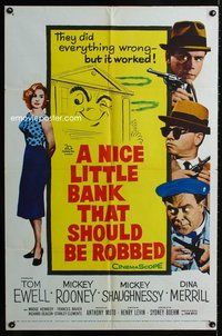 7d677 NICE LITTLE BANK THAT SHOULD BE ROBBED 1sh '58 thieves Tom Ewell, Rooney & Shaughnessy!