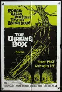 7d690 OBLONG BOX 1sh '69 Vincent Price, Christopher Lee, Edgar Allan Poe, cool horror art!