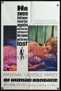 7d696 OF HUMAN BONDAGE 1sh '64 super sexy Kim Novak can't help being what she is!