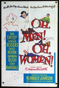 7d700 OH MEN OH WOMEN 1sh '57 Dan Dailey, Ginger Rogers, David Niven, Barbara Rush!