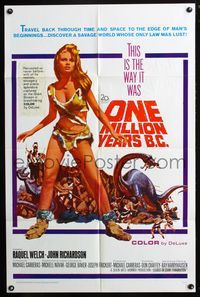 7d708 ONE MILLION YEARS B.C. 1sh '66 sexiest prehistoric cave woman Raquel Welch!