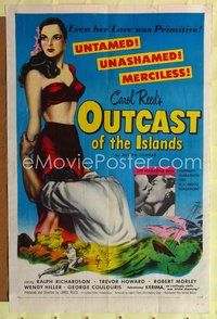 7d716 OUTCAST OF THE ISLANDS 1sh '52 full-length art of exotic sexy Kerima, directed by Carol Reed