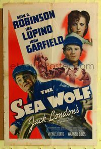 7d807 SEA WOLF 1sh '41 Edward G. Robinson, Ida Lupino, John Garfield, from Jack London novel!